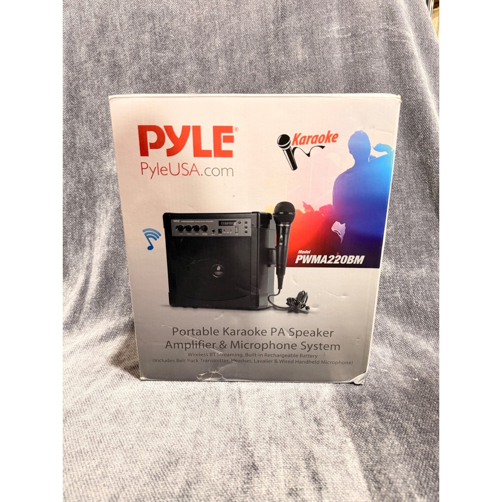 Pyle PWMA220BM Portable Karaoke PA Speaker System Bluetooth Wireless Microphone